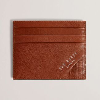 RAFFLE Tan Embossed Corner Leather Card Holder