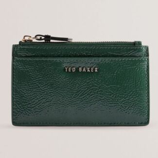 DELFIE Green Leather Zip Card Holder