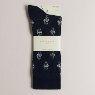 DRENCHD Navy Geometric Jacquard Men's Crew Socks