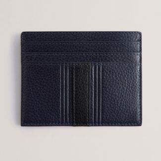 EVET Navy Stripe Leather Card Holder
