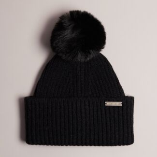 EMILYYS Black Knitted Bobble Hat