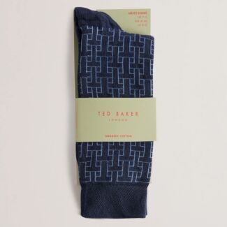 SOKKSIX Blue T Pattern Men's Crew Socks