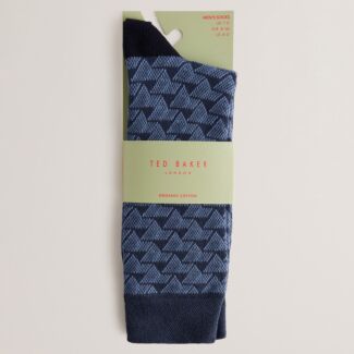 SOKKSEV Blue Patterned Men's Crew Socks