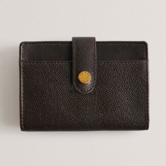 KAMRON Caviar Texture Brown Leather Card Holder