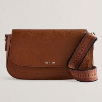 DARILIE Brown Branded Webbing Leather Long Satchel Bag