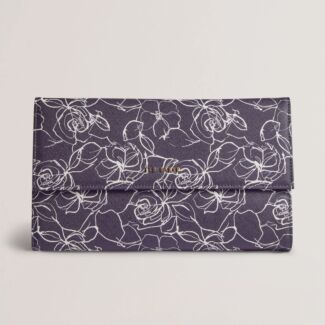 KELLES Navy Linear Rose Travel Wallet