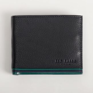 GRANTTS Black Stripe Leather Bifold Coin Wallet