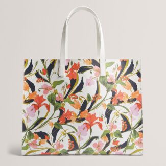 FLORISH Cream Floral Printed Extra Large Icon Bag