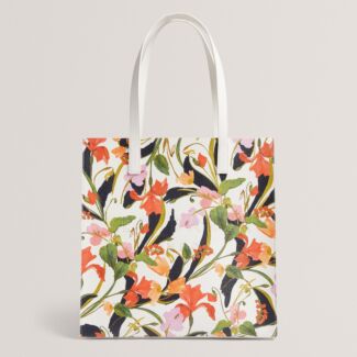 FLOWELA Cream Floral Printed Medium Icon Bag