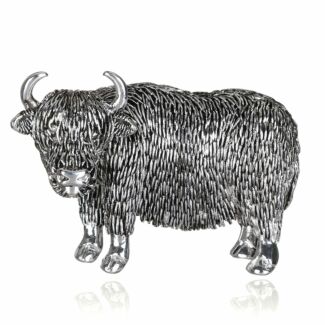 Silver Plated Highland Coo Brooch