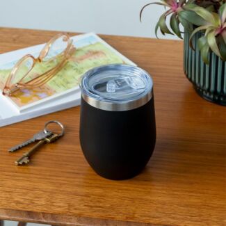 Black Rubber Coated 350ml Travel Cup