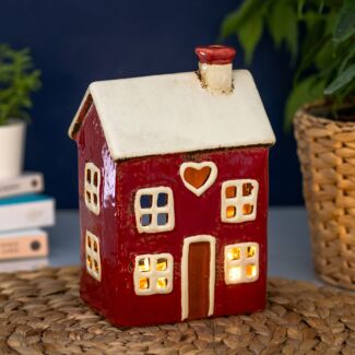 Red Heart House Tealight Holder