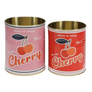 Cherry Set of 2 Medium Storage Tins
