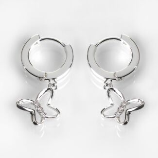 Silver Plated Pure Elegance Butterfly Huggie Earrings