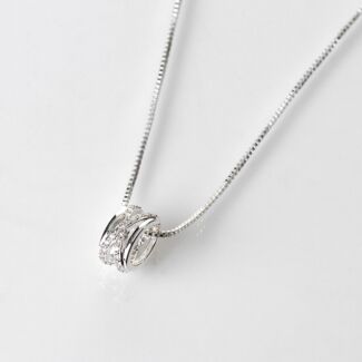 Silver-Plated Kiss Sparkle Ring Necklace 