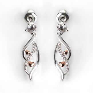 Two-Tone Ripple Heart Earrings