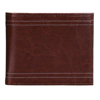 Men's RFID Double Lines Brown Wallet