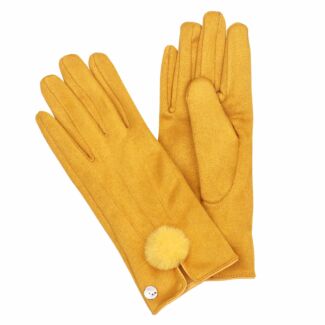 Yellow Stylish Pom Pom Boxed Gloves