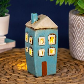 Turquoise Tall Mini House Tealight Holder