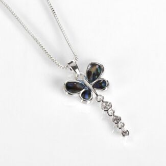 Silver Plated Paua Shell Butterfly Trail Necklace