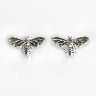 Silver Plated Paua Shell Bee Stud Earrings