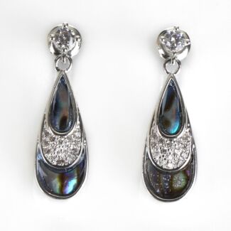 Silver Plated Paua Shell Teardrop Stud Earrings