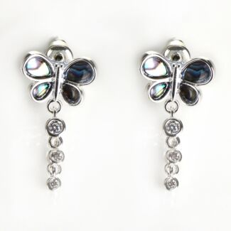 Silver Plated Paua Shell Butterfly Trail Stud Earrings