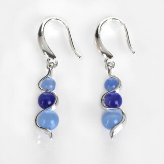 Silver Plated Blue Moonstone Ripple Earrings