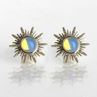 Gold Plated Moonstone Sunshine Stud Earrings