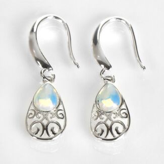 Silver Plated Moonstone Teardrop Earrings