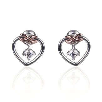 Two Tone Kiss Collection Eternal Heart Stud Earrings