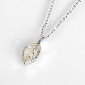 Silver Plated Back to Nature Mother of Pearl Leaf Necklace