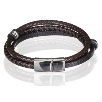 Men’s 3-in-1 Brown Leather Bracelet