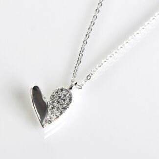 Silver Plated Te Amo Two Halves Heart Necklace