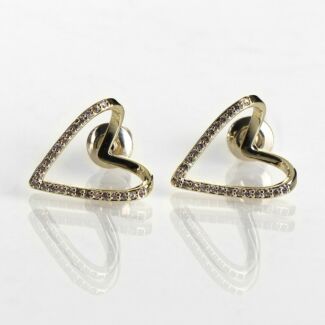 Gold Plated Te Amo 3D Heart Stud Earrings