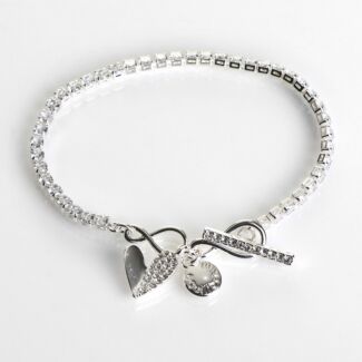 Silver Plated Te Amo Two Halves Heart T-Bar Bracelet