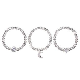 Silver Plated Rings Celestial 3 Stacking Rings Gift Set