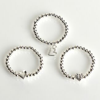 Silver Plated Rings Hearts 3 Stacking Rings Gift Set