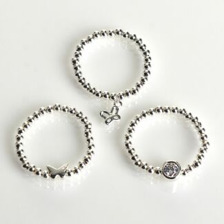 Silver Plated Rings Butterflies 3 Stacking Rings Gift Set