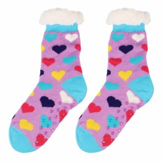 Hearts Purple Women’s Slipper Socks