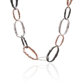 Contemporary Molten Three Tone Necklace