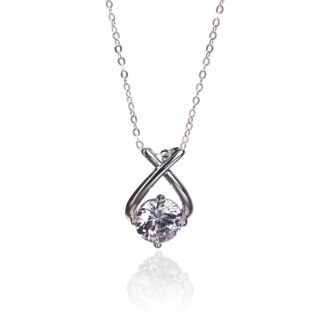 Silver Plated Kiss Suspended Sparkle Necklace