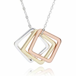 Geometric Three Tone Squares Necklace