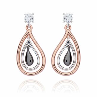 Mixed Metal Modern Teardrop Earrings