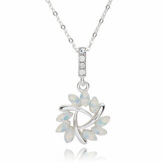 Silver Plated Moonstone Twist Necklace Clear