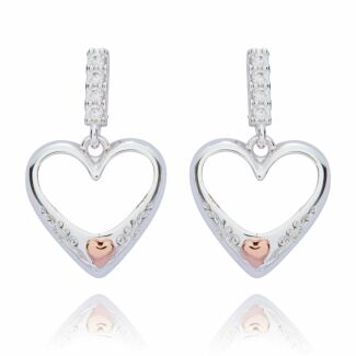 Polished Pretty Heart Two Tone Earrings