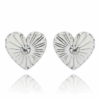 Silver Plated Te Amo Vignette Heart Earrings
