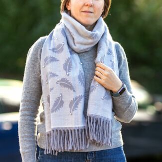 Pearl Feathers Grey Boxed Scarf