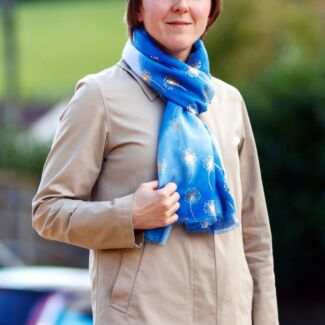 Blue Dandelion Clock Foil Boxed Scarf