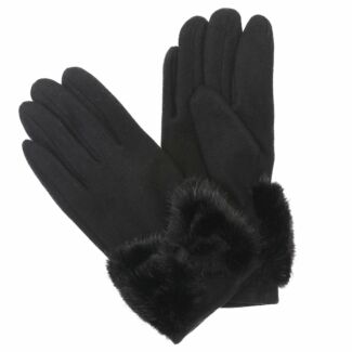 Fluffy Cuffed Black Boxed Gloves